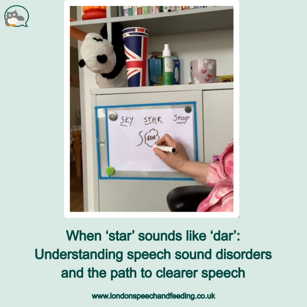 A speech therapist using backward chaining to help a child say ‘star’ clearly