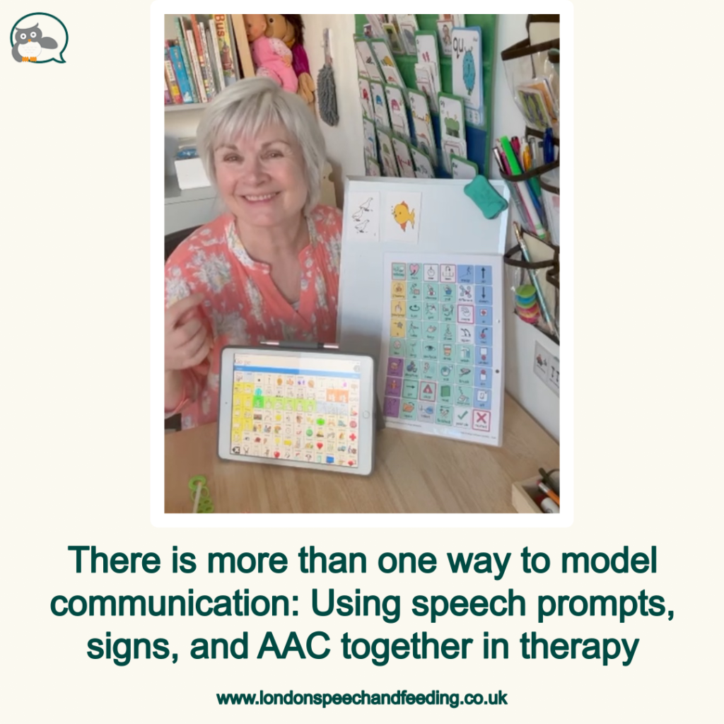 There is more than one way to model communication: Using speech prompts, signs, and AAC together in therapy