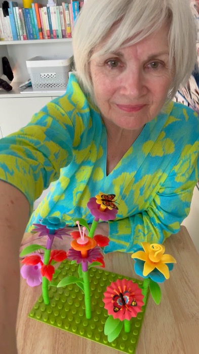Sonja McGeachie with the build-a-flower garden toy