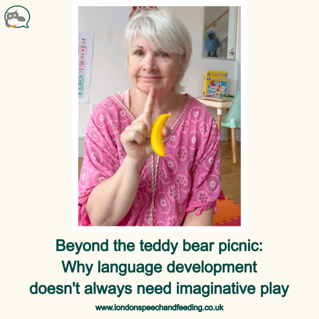 Beyond the teddy bear picnic: Why language development doesn't always need imaginative play